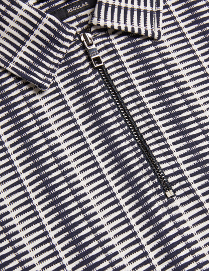 Ted Baker CAPUZZO - Long Sleeve Geo Stripe Zip Polo Shirt