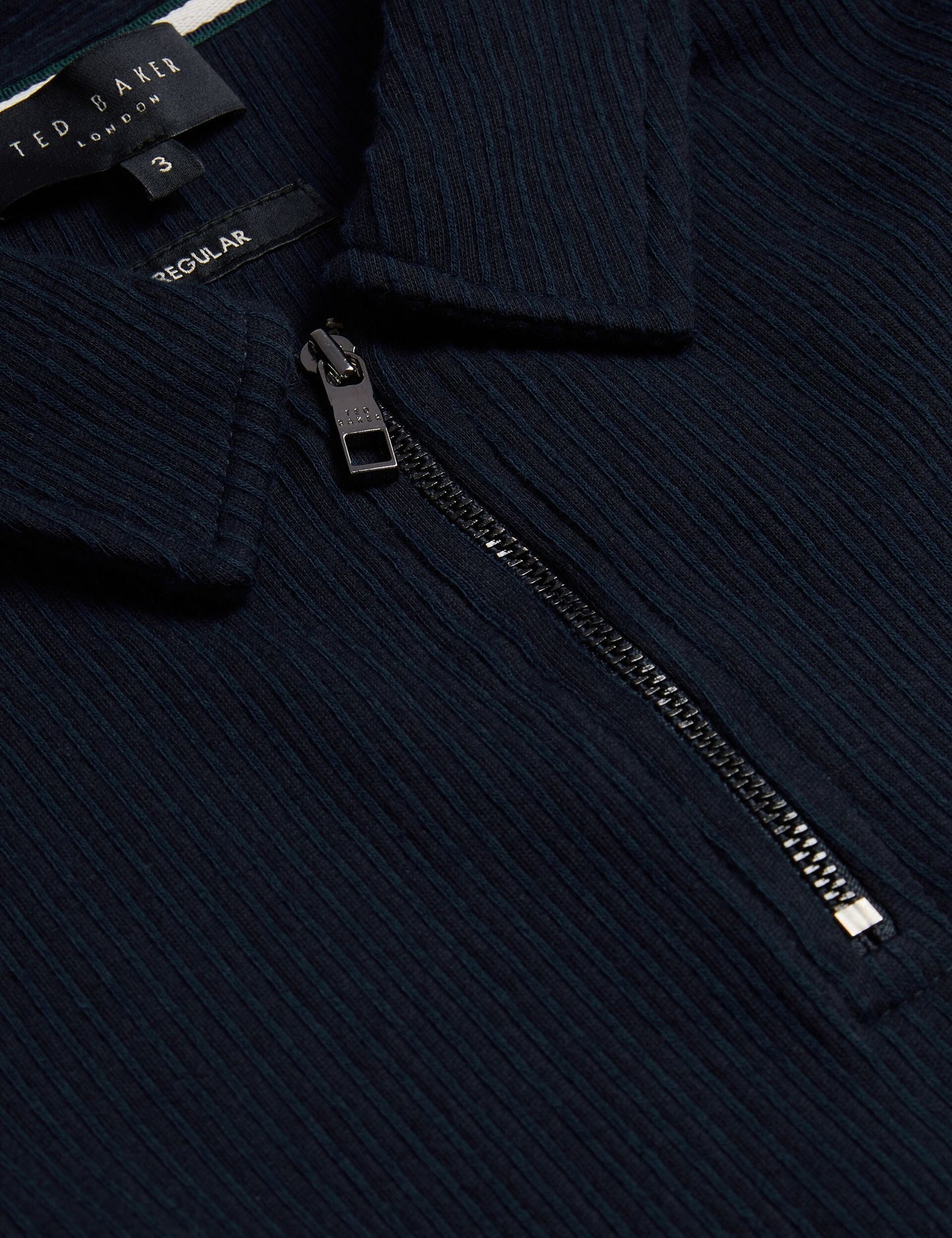 Ted Baker ELGRAVE - Ribbed Cotton Zip Neck Polo Shirt