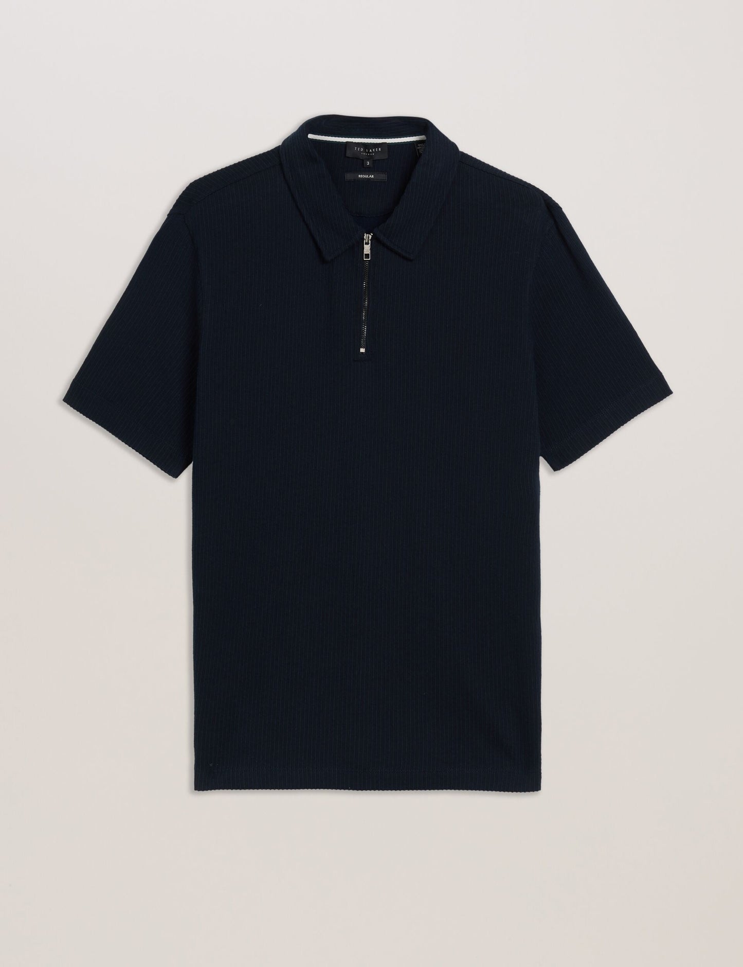 Ted Baker ELGRAVE - Ribbed Cotton Zip Neck Polo Shirt