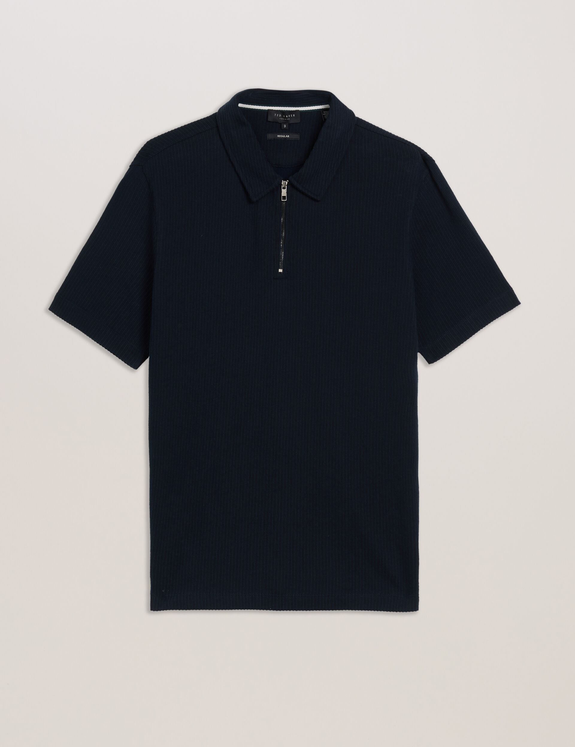 Ted Baker ELGRAVE - Ribbed Cotton Zip Neck Polo Shirt