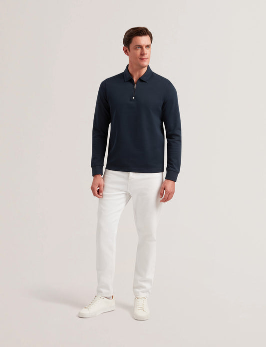 Ted Baker INGMAR - Long Sleeve Cotton Blend Zip Polo Shirt
