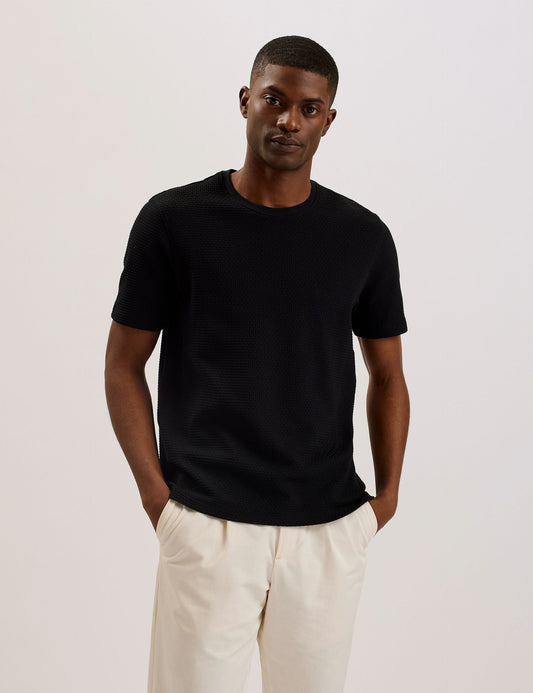 Ted Baker CURLYS - Textured Knit Cotton Short Sleeve T-Shirt
