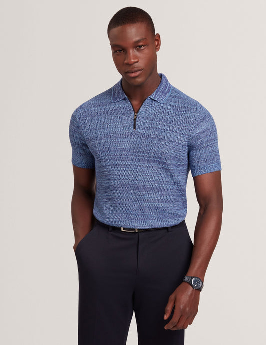 Ted Baker BLOSSAM - Space Dye Zip Neck Polo Shirt