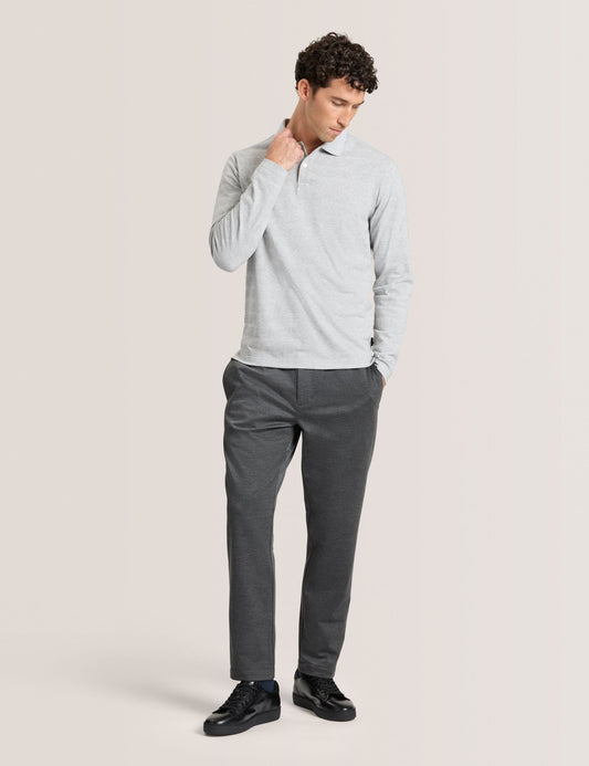 Ted Baker POPCORN STRIPE LONG SLEEVE POLO - Grey Heather