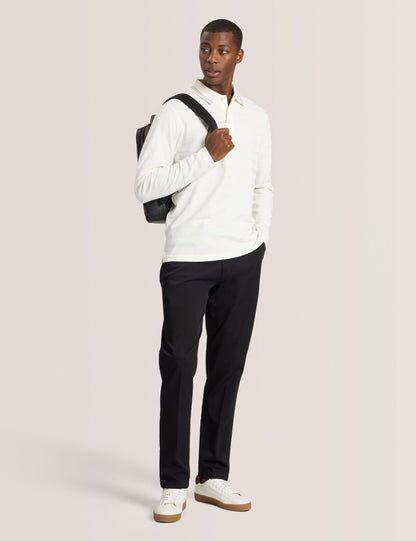 Ted Baker POPCORN STRIPE LONG SLEEVE POLO - Egret
