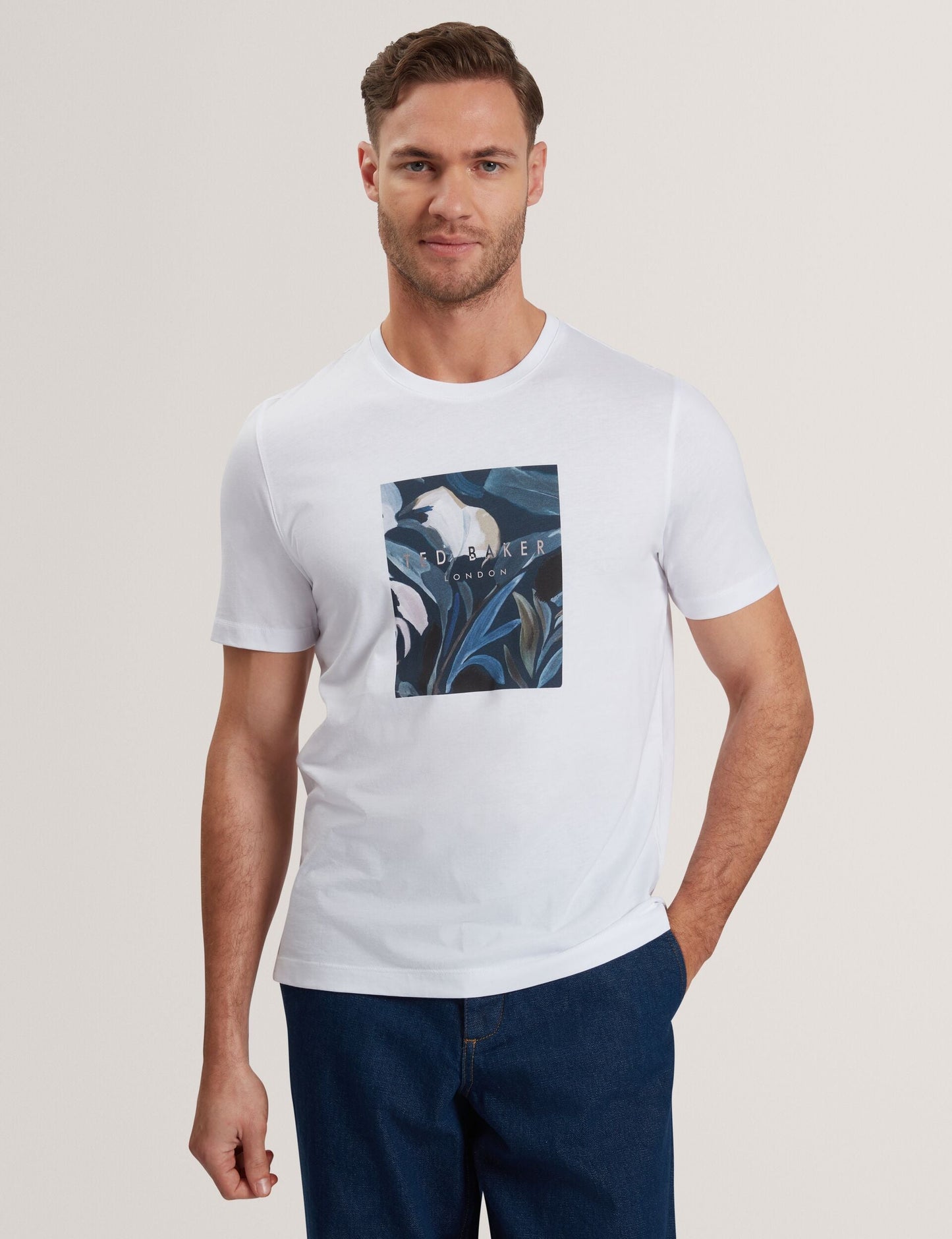 Ted Baker JUSTINO - White Branded Box Print Graphic Cotton T-Shirt