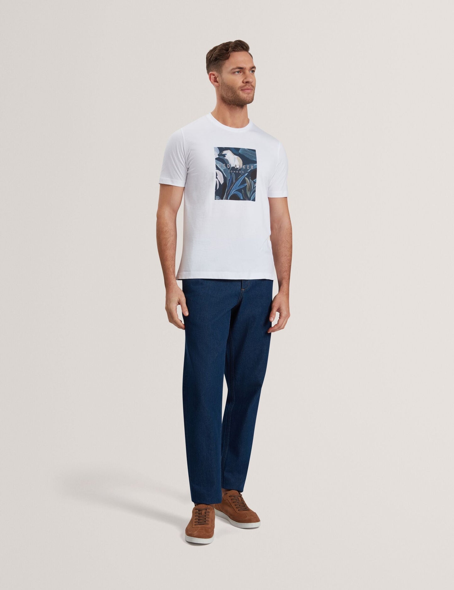 Ted Baker JUSTINO - White Branded Box Print Graphic Cotton T-Shirt