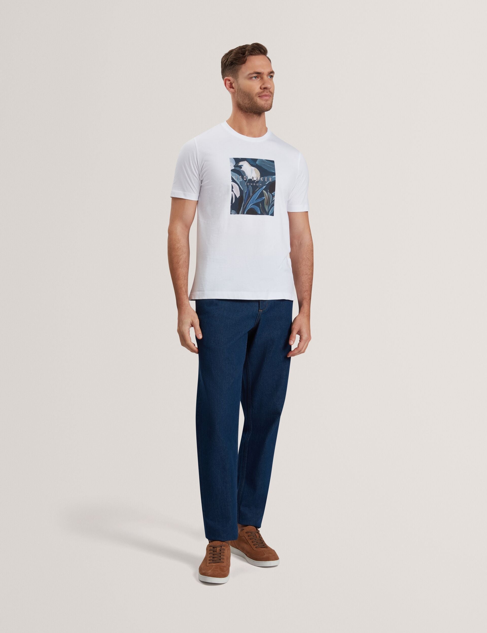 Ted Baker JUSTINO - White Branded Box Print Graphic Cotton T-Shirt