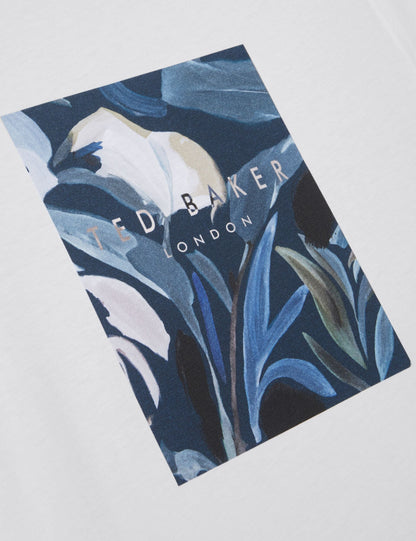 Ted Baker JUSTINO - White Branded Box Print Graphic Cotton T-Shirt