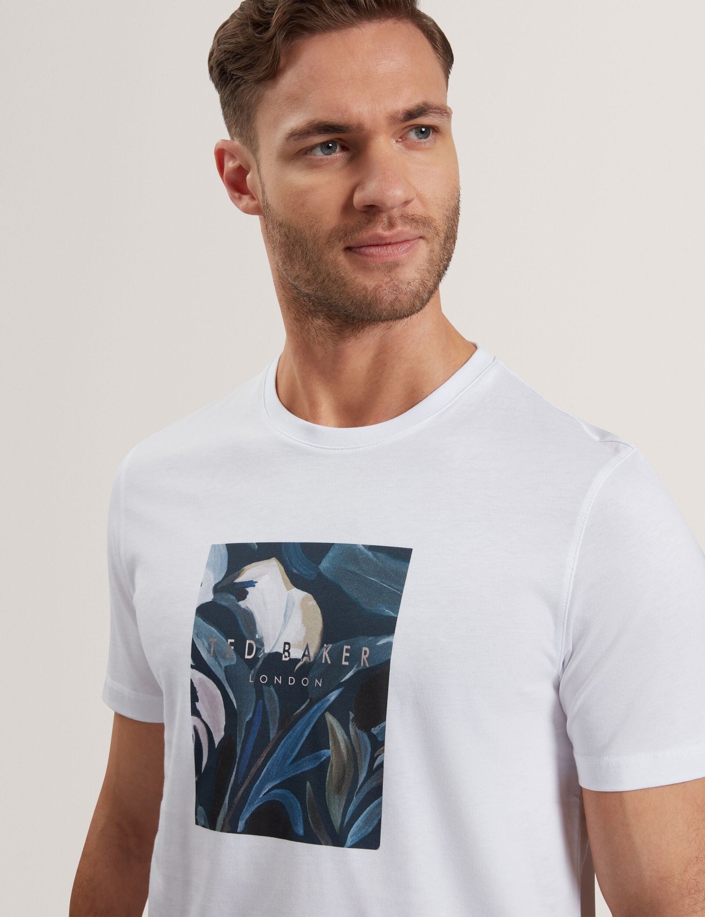 Ted Baker JUSTINO - White Branded Box Print Graphic Cotton T-Shirt