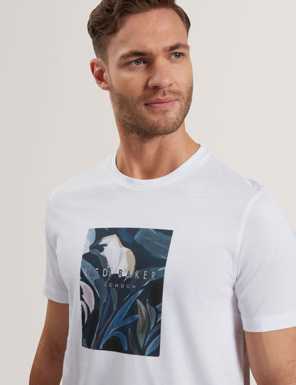Ted Baker JUSTINO - White Branded Box Print Graphic Cotton T-Shirt