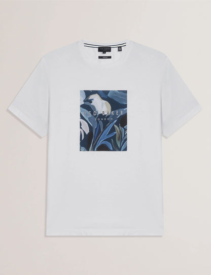 Ted Baker JUSTINO - White Branded Box Print Graphic Cotton T-Shirt