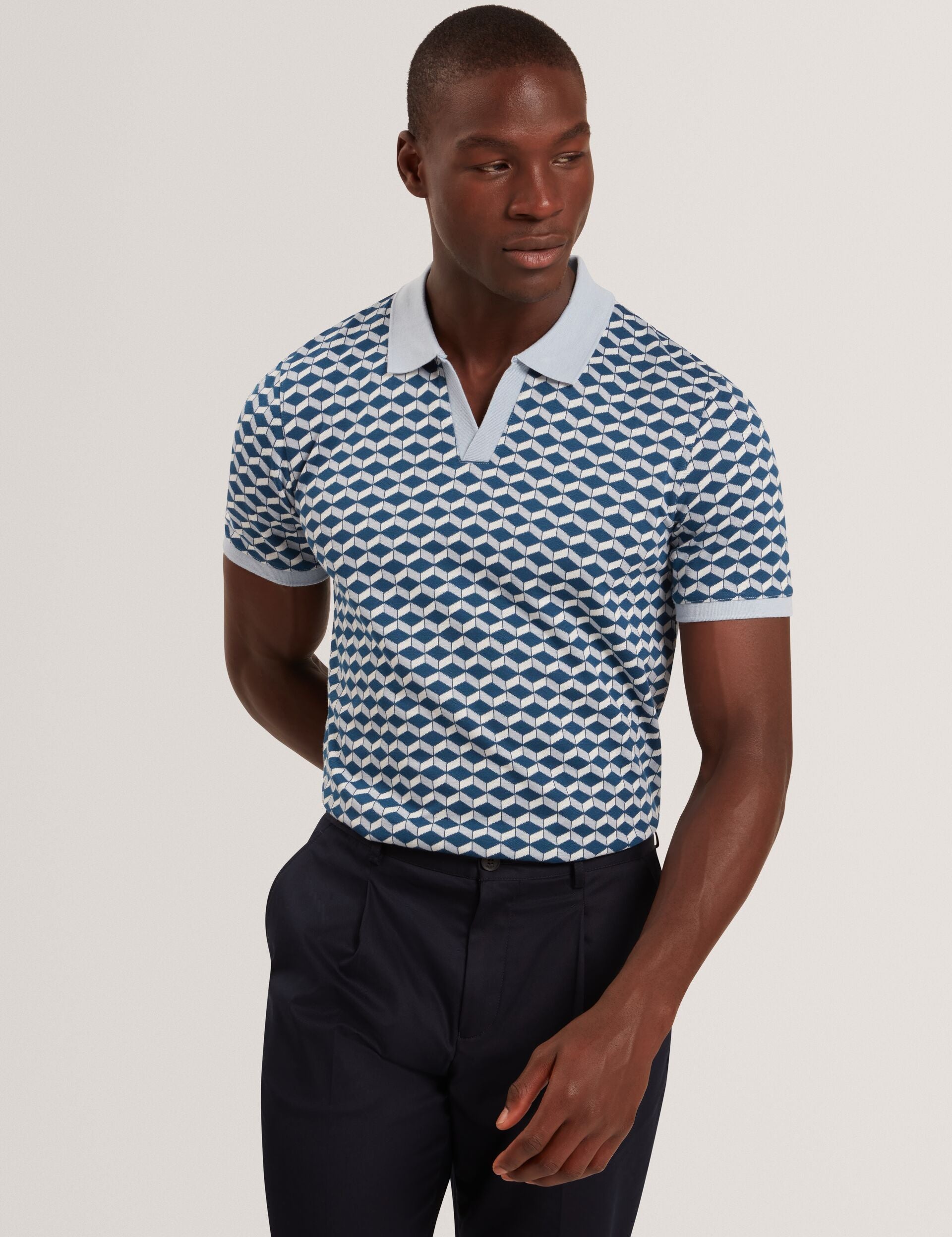 Ted Baker LIRIEN Geometric Jacquard Pique Polo Shirt