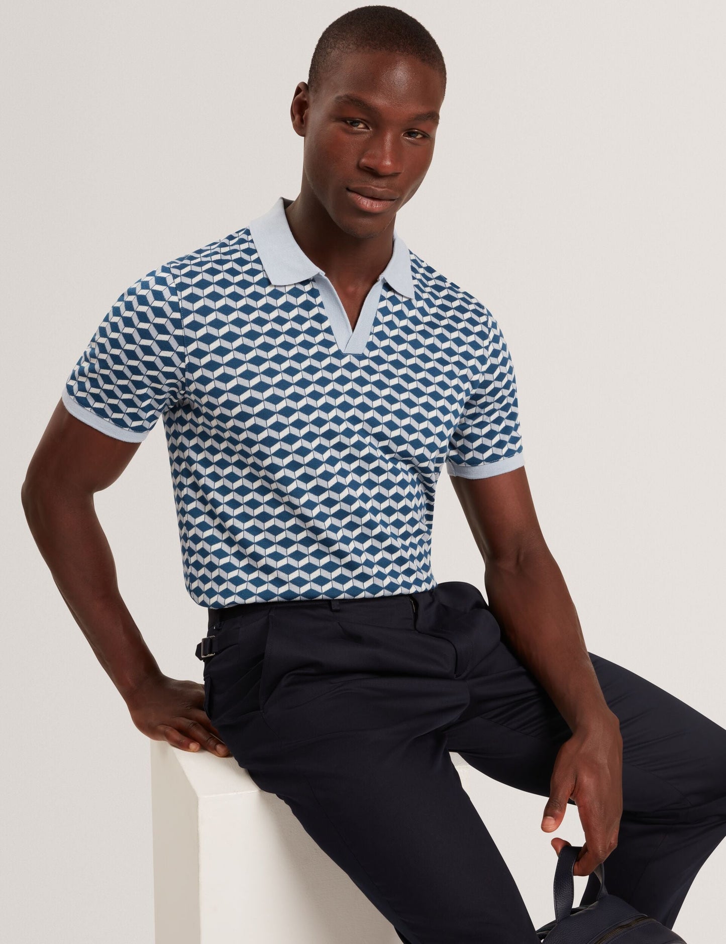 Ted Baker LIRIEN Geometric Jacquard Pique Polo Shirt