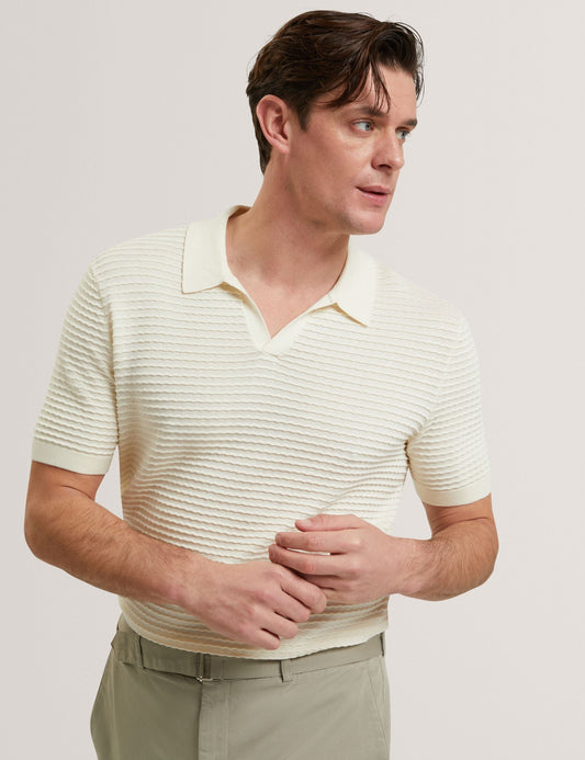 Ted Baker BESTEL - Short Sleeve Wavy Stitch Open Neck Polo