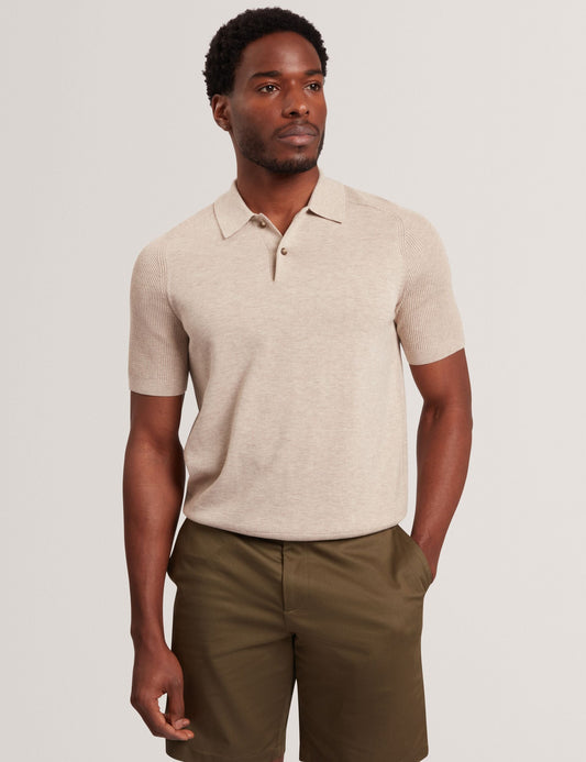 Ted Baker OTISO - Wool Blend Ribbed Raglan Polo Shirt