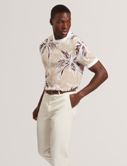 Ted Baker EZRRA - Leaf Print Knitted Crew Neck T-Shirt