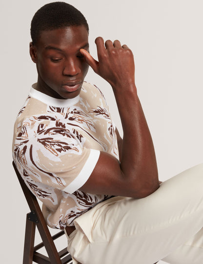 Ted Baker EZRRA - Leaf Print Knitted Crew Neck T-Shirt