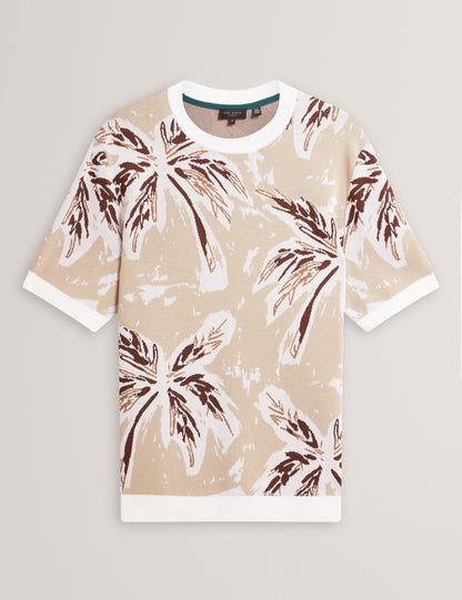 Ted Baker EZRRA - Leaf Print Knitted Crew Neck T-Shirt