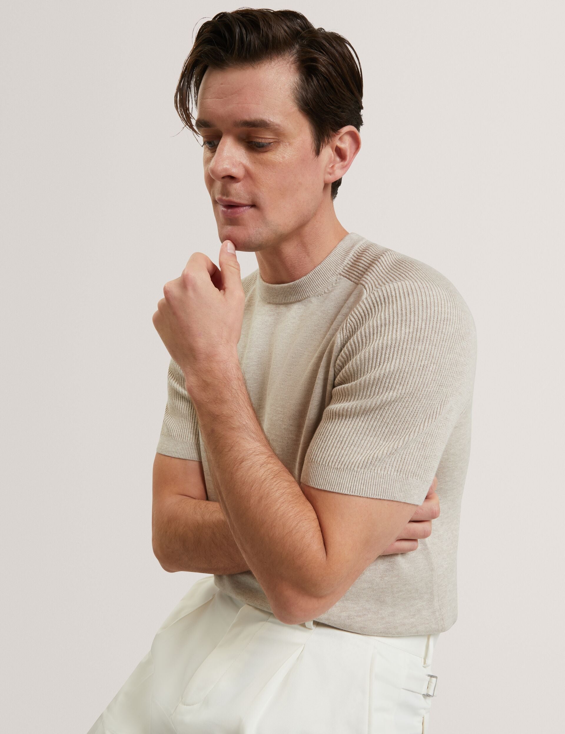 Ted Baker TORRENT - Wool Blend Ribbed Raglan Polo Shirt