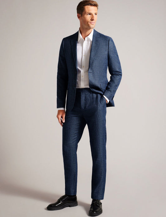 Ted Baker SLIM LINEN WOOL TROUSERS - Navy
