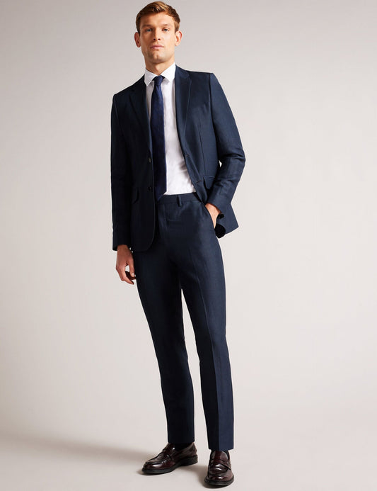 Ted Baker SLIM FIT WOOL LINEN TROUSER - Navy