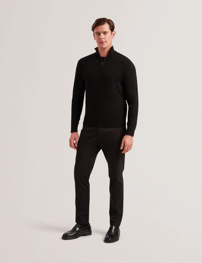 Ted Baker LIMEHAS Wool Quarter Zip Funnel Neck Sweater in Black