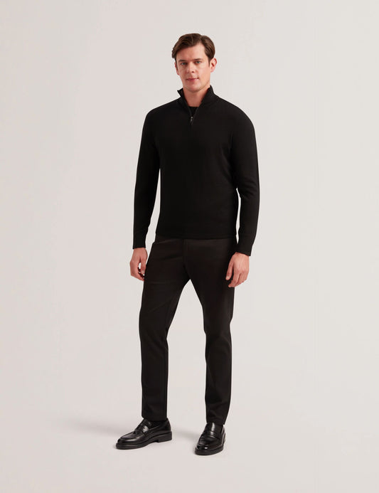 Ted Baker LIMEHAS Wool Quarter Zip Funnel Neck Sweater in Black