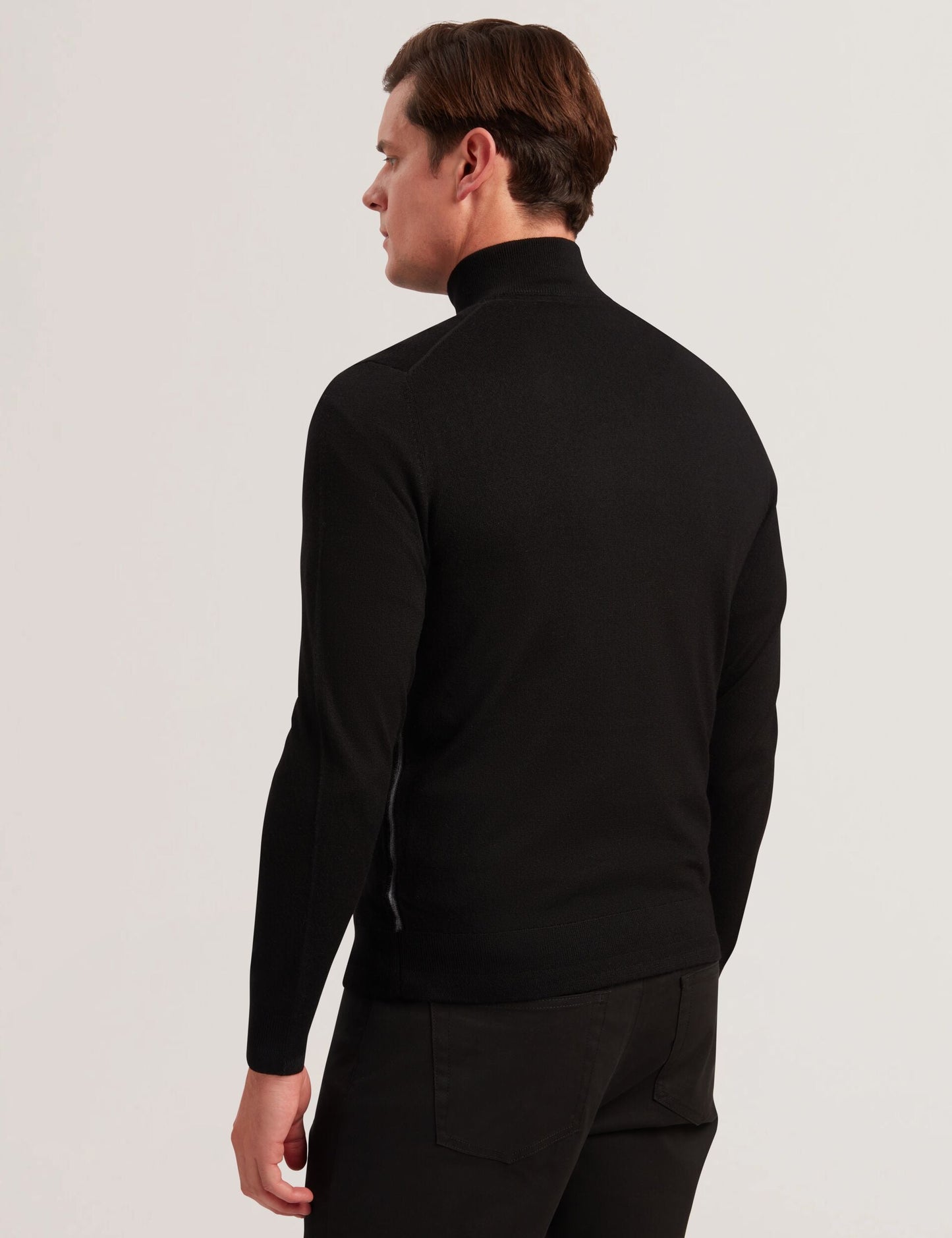Ted Baker LIMEHAS Wool Quarter Zip Funnel Neck Sweater in Black