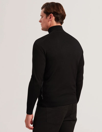 Ted Baker LIMEHAS Wool Quarter Zip Funnel Neck Sweater in Black