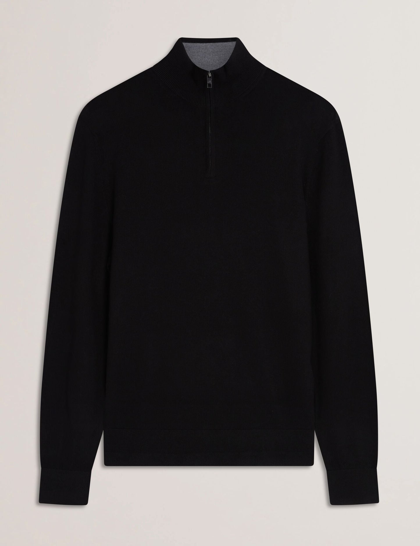 Ted Baker LIMEHAS Wool Quarter Zip Funnel Neck Sweater in Black