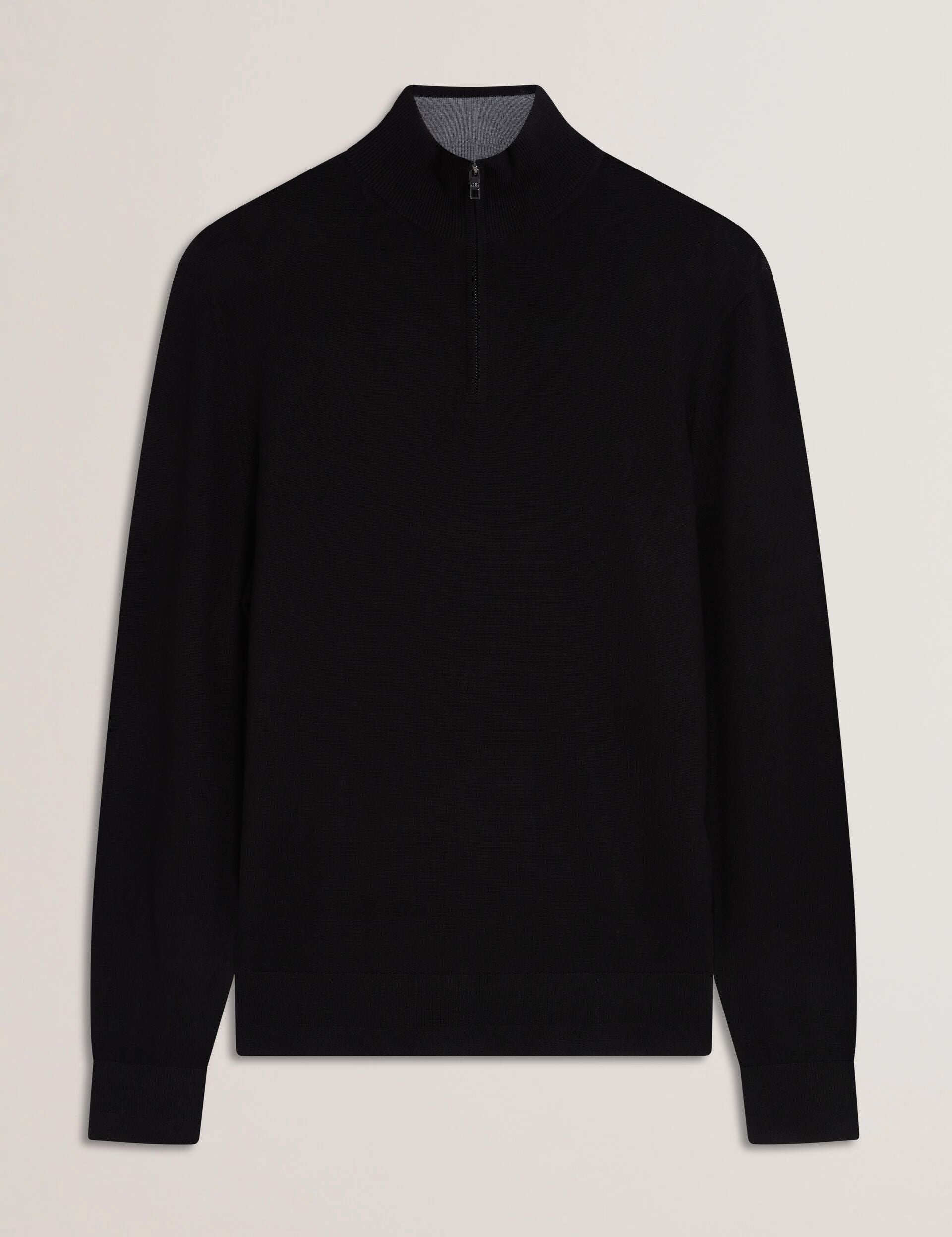 Ted Baker LIMEHAS Wool Quarter Zip Funnel Neck Sweater in Black