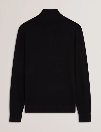 Ted Baker LIMEHAS Wool Quarter Zip Funnel Neck Sweater in Black
