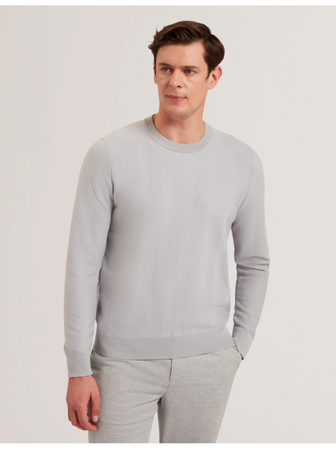 Ted Baker JAMALS - Herringbone Knit Crew Neck Sweater