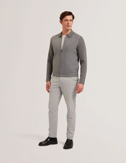 Ted Baker DEJO - Herringbone Wool Blend Zip Up Cardigan