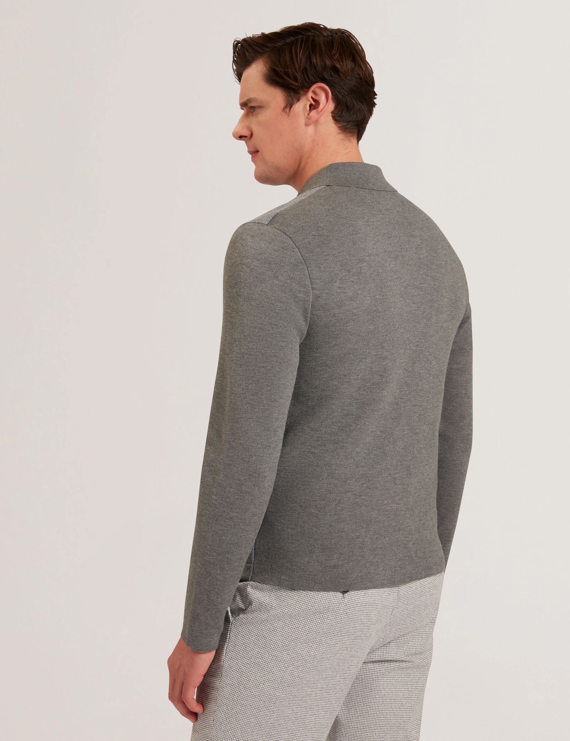 Ted Baker DEJO - Herringbone Wool Blend Zip Up Cardigan