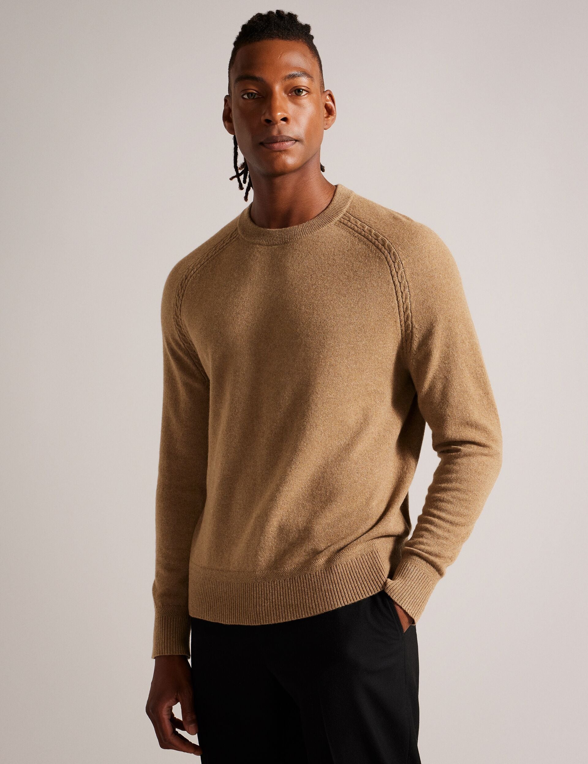 Ted Baker GLANT - Cashmere Cable Detail Crew Neck Jumper