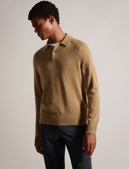 Ted Baker KAROLT - Cashmere Knit Long Sleeve Polo Top