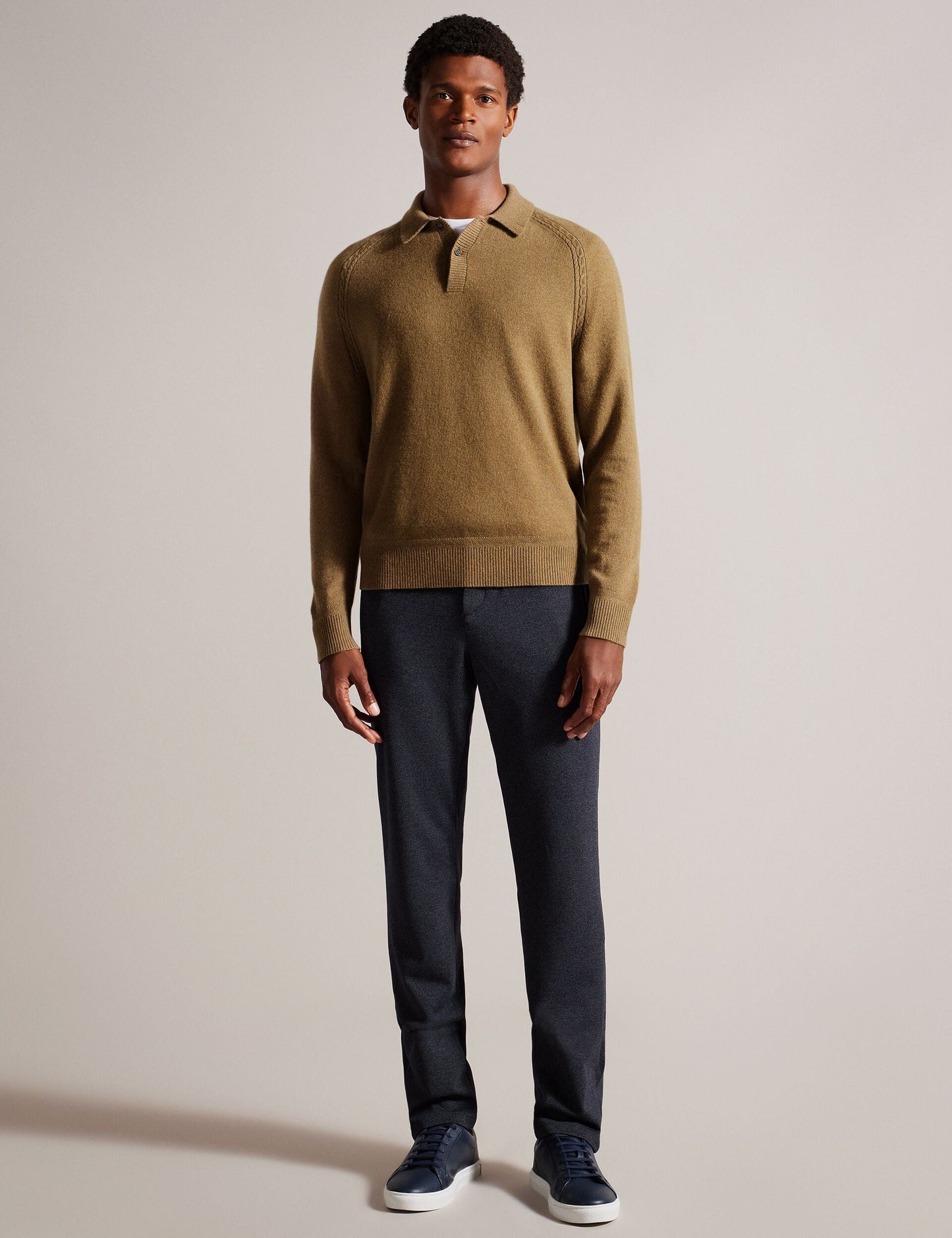 Ted Baker KAROLT - Cashmere Knit Long Sleeve Polo Top