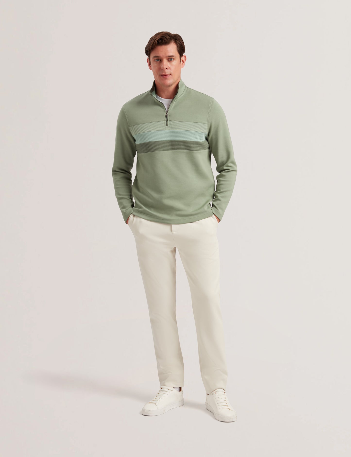 Ted Baker LONGMAN - Ombre Stripe Half-Zip Sweatshirt