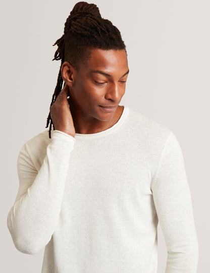 Ted Baker YAEN Rolled Edge Linen Blend Crew Neck Jumper