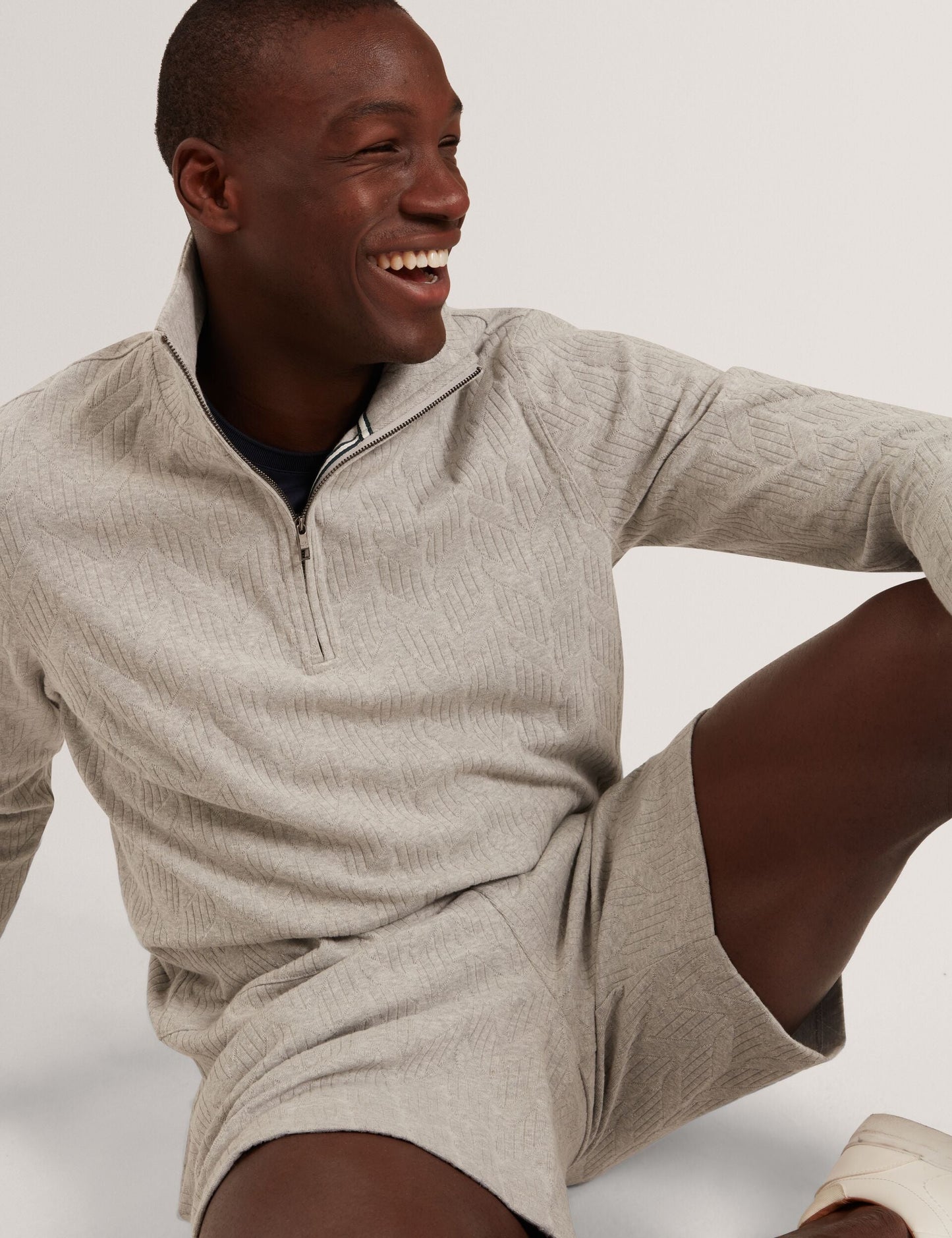 Ted Baker DOUGLES Cable Texture Zip-Neck Sweatshirt